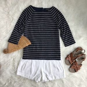 Banana Republic Navy White Knit Striped Top Small